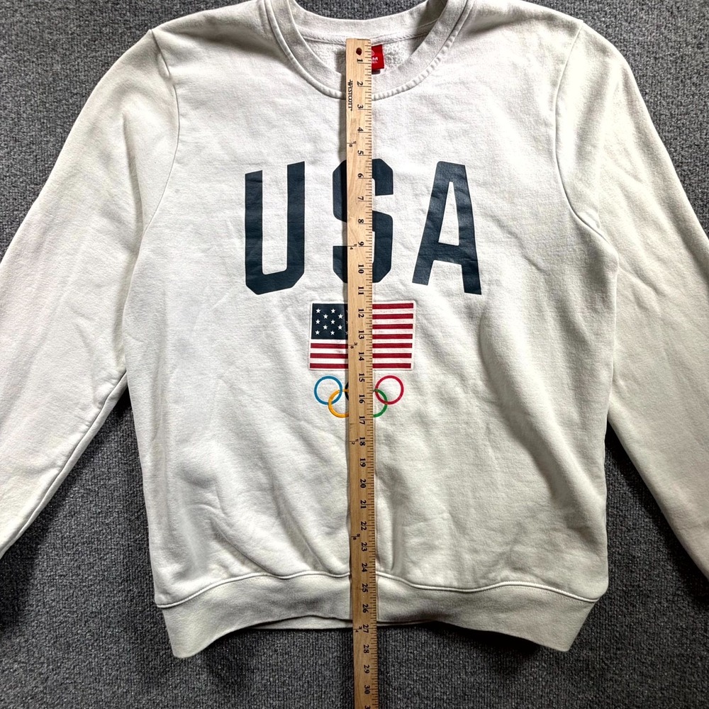 United States Olympic Sweatshirt Men's XL White Fleece Graphic Athletic Games - Picture 9 of 11